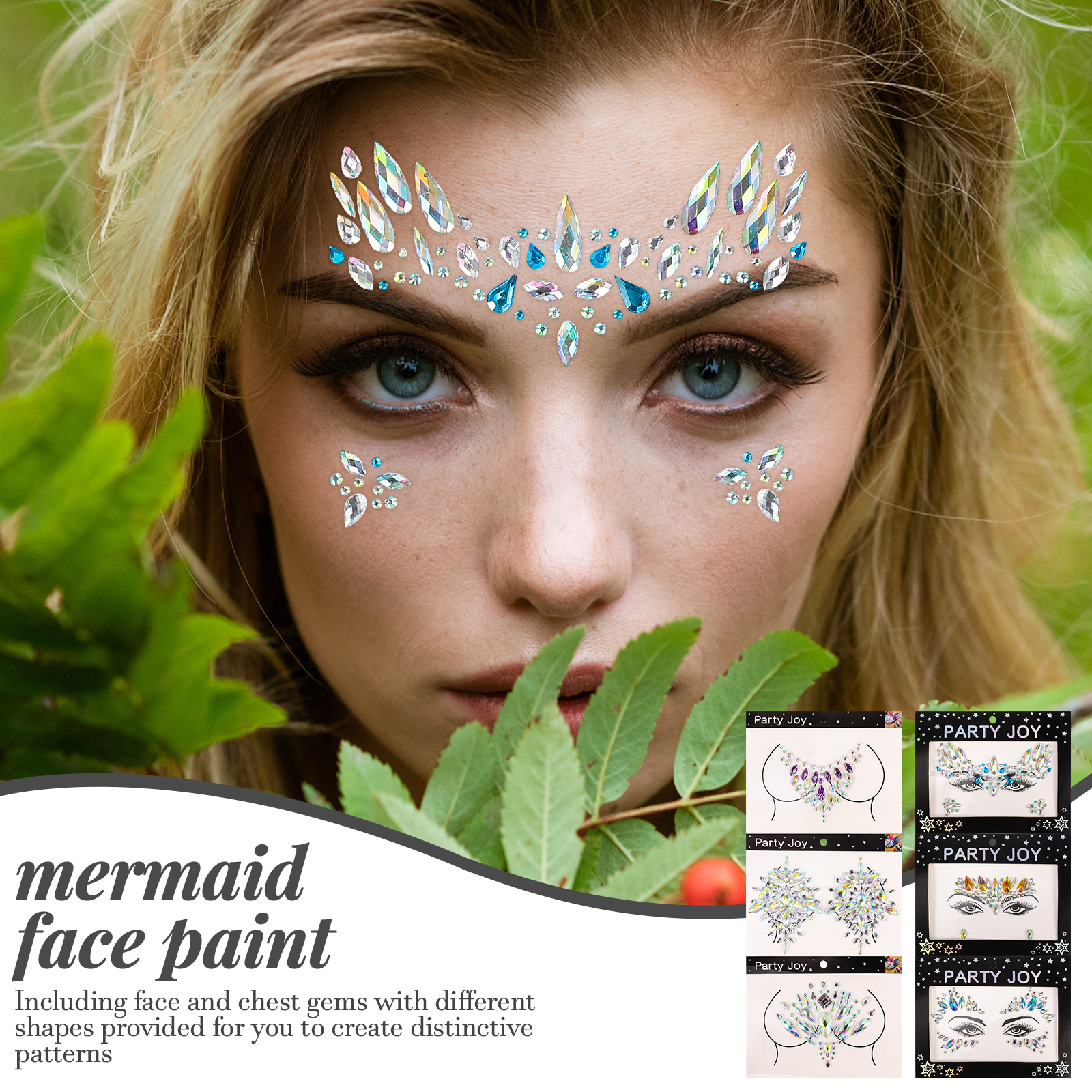 Body Gems Rhinestone Face Stickers Rhinestones for Makeup Diamonds Eyes  Jewelry Mermaid Decals Miss 6 Sheets